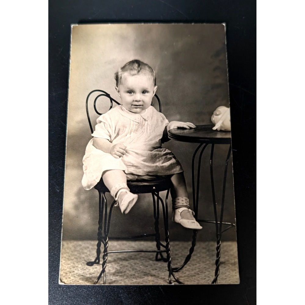 RPPC Child Portrait AZO Real Photo Postcard Studio Portrait Unused Antique